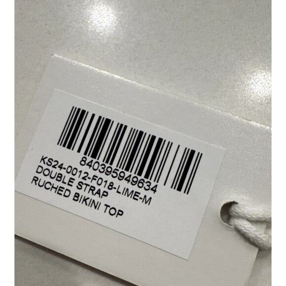 Khy Lime Green Double Strap Ruched Bikini Top Women’s Size Medium Triangle - Picture 5 of 10